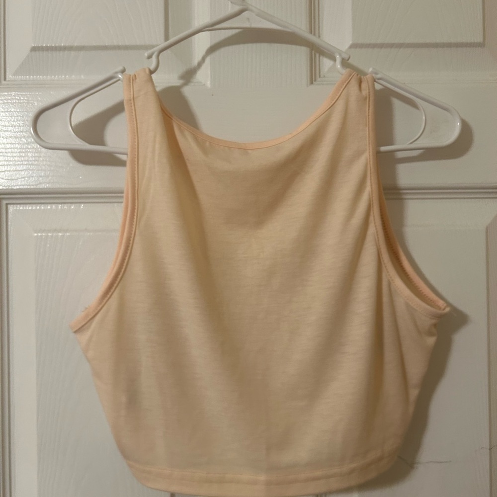 Beige Crop Tee With Hand Prints